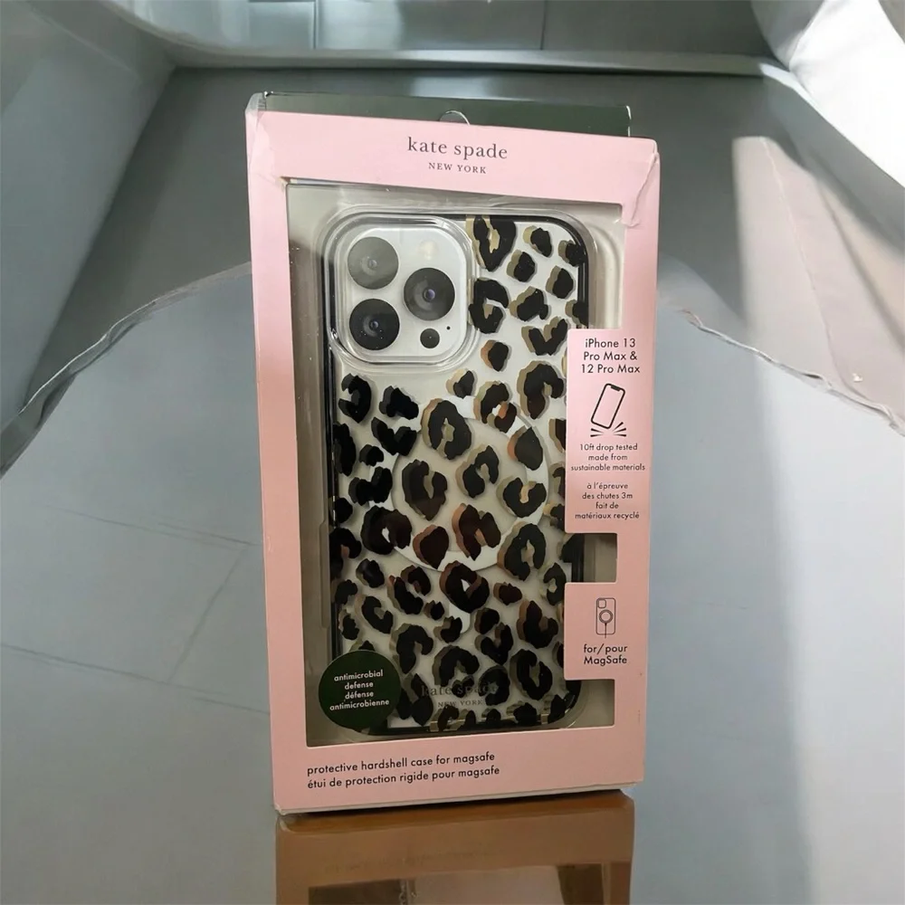 Kate Spade iPhone13/12 ProMax Leopard Spot Clear Black/Metallic Gold MagSafe